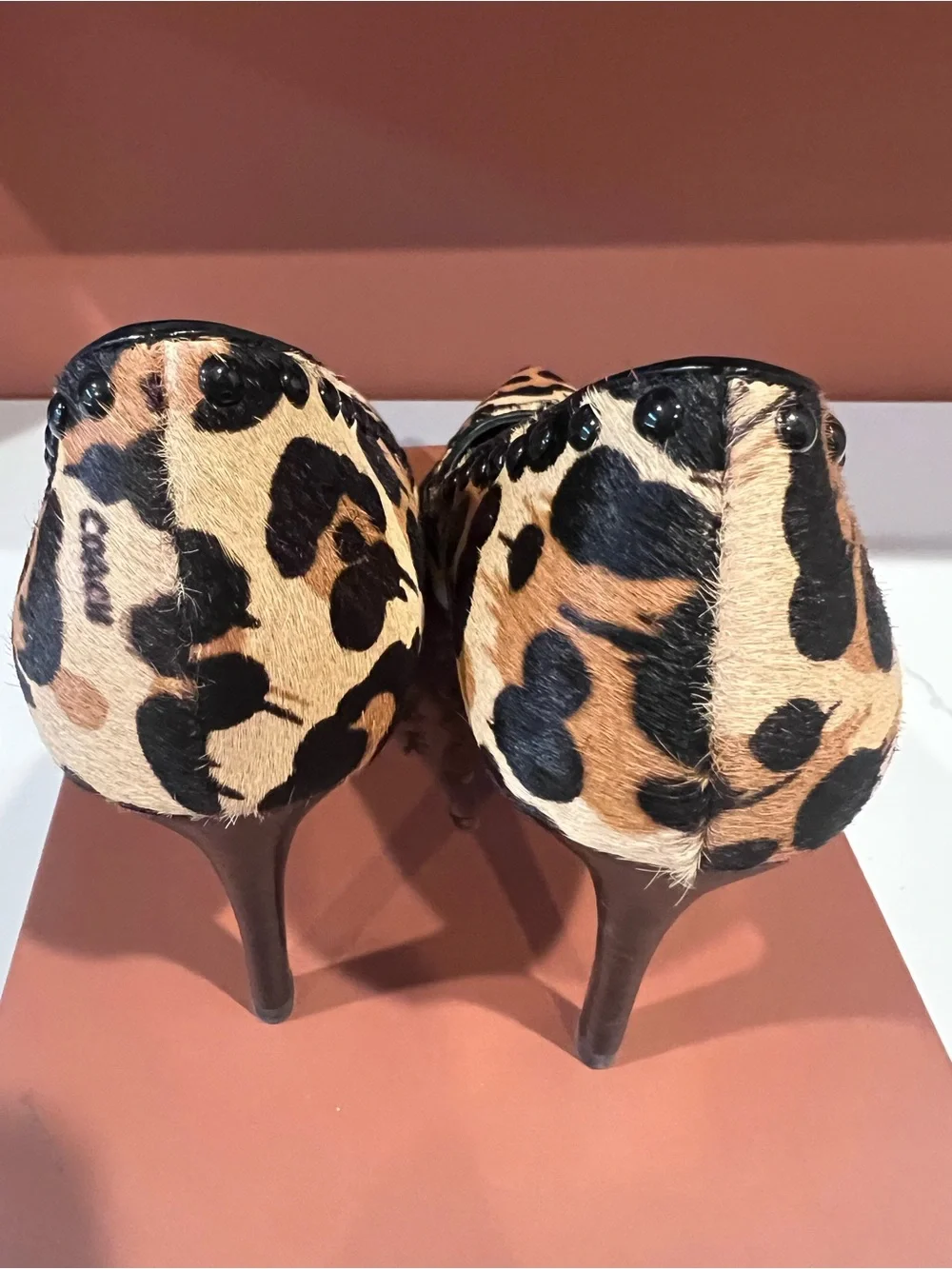 Coach Leopard-Print Pointed Toe Pumps - Black & Tan